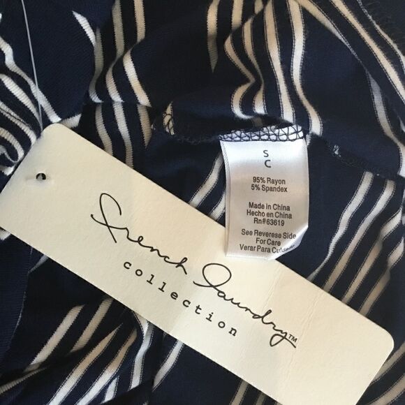 French Laundry Top Blue White Stripe Keyhole Back Short Sleeve Small - Picture 7 of 8
